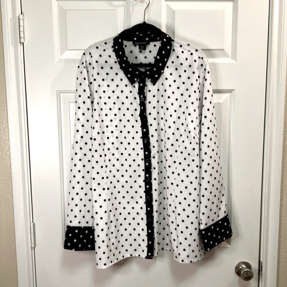 Ashley Stewart Dot Colorblock Long Sleeve Button Up Blouse Size 22/24 Worn Once! - Picture 3 of 8
